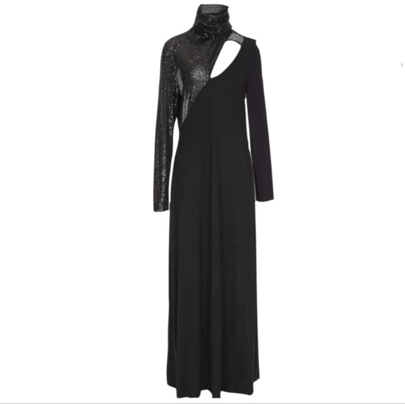 IN THE MOOD FOR LOVE Dunaway Black Sequined Open-Back Turtleneck Formal … - Picture 6 of 11